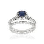 Duo alliance demi-tour solitaire saphir argent 925 - vue 1