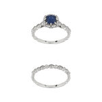 Duo alliance demi-tour solitaire saphir argent 925 - vue 2