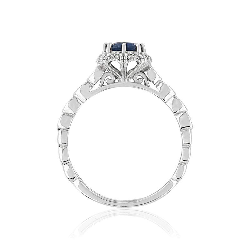 Duo alliance demi-tour solitaire saphir argent 925 - vue 5