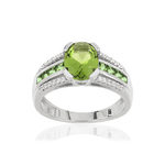 Bague argent 925 ovale pierres imitation vertes et zirconias - vue 1