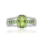 Bague argent 925 ovale pierres imitation vertes et zirconias - vue 3