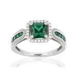 Bague argent 925 zirconias verts carrés et blancs - vue 1