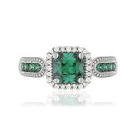 Bague argent 925 zirconias verts carrés et blancs - vue 3