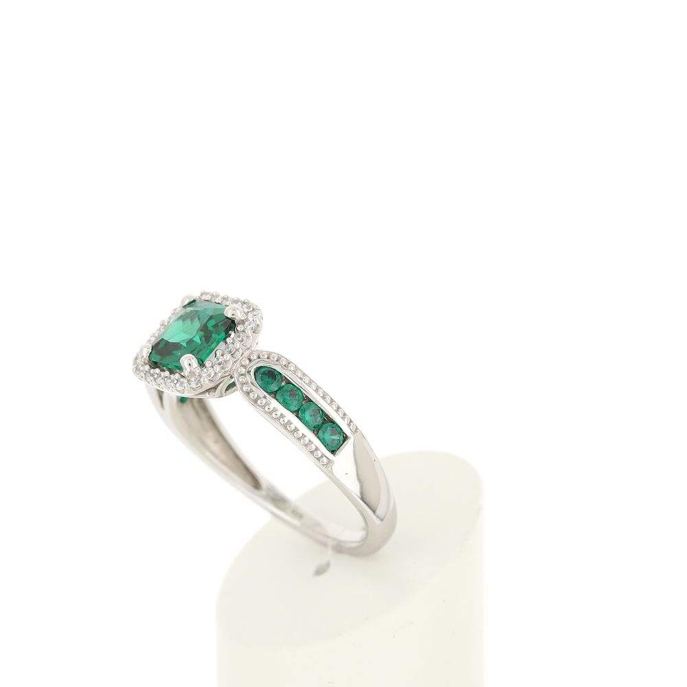 Bague argent 925 zirconias verts carrés et blancs - vue 4