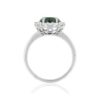 Bague argent 925 zirconias vert ovale et blancs