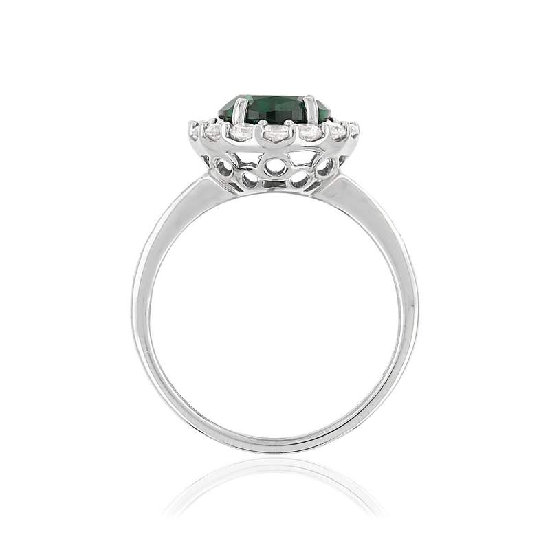 Bague argent 925 zirconias vert ovale et blancs - vue 2