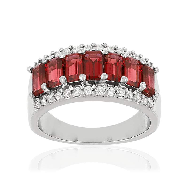 Bague MATY Argent 925 Zirconias rouges - vue 1