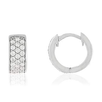 Silver hoop earrings 925 zirconias 13 mm