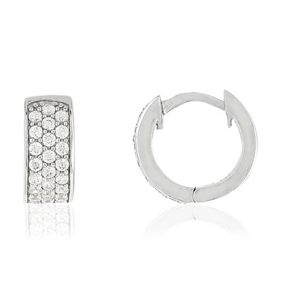 Créoles argent 925 zirconias 13 mm - vue 1