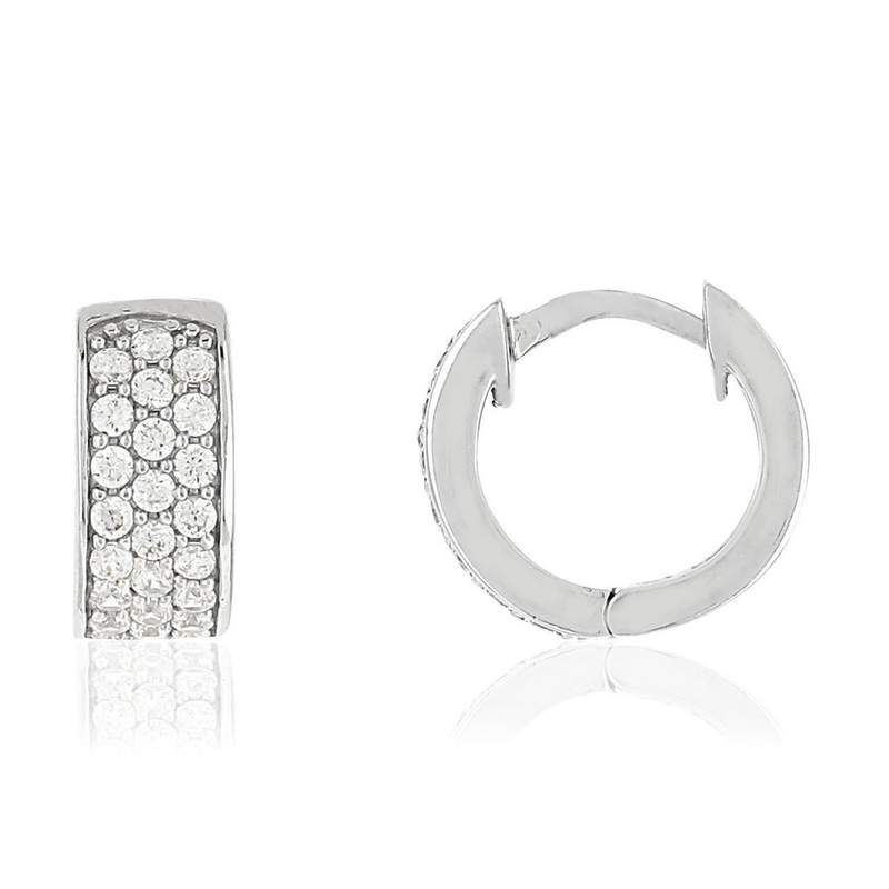 Créoles argent 925 zirconias 13 mm - vue 1
