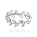Bague argent 925 feuilles zirconias - vue 1