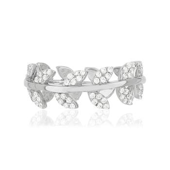 Bague argent 925 feuilles zirconias