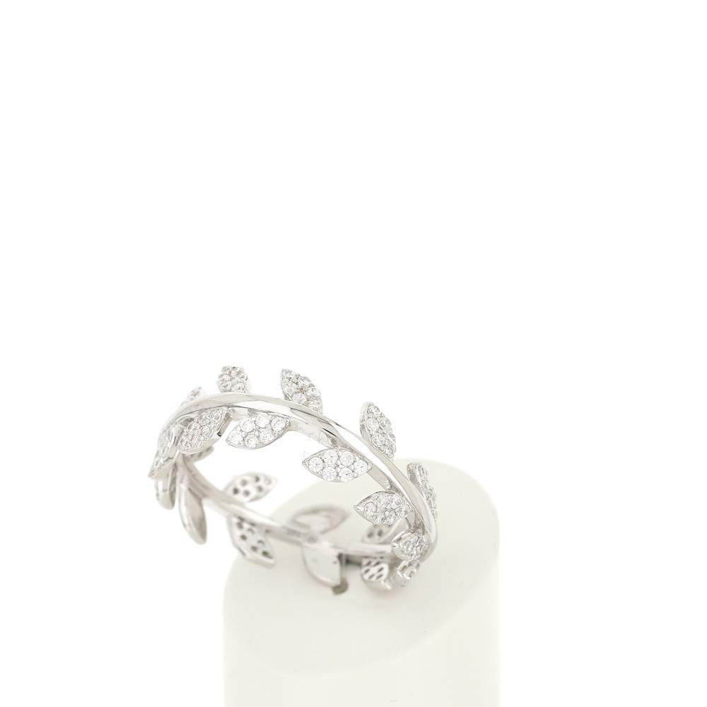 Bague argent 925 feuilles zirconias - vue 3