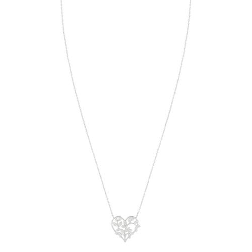 Silver necklace 925 heart foliage zirconias 45 cm
