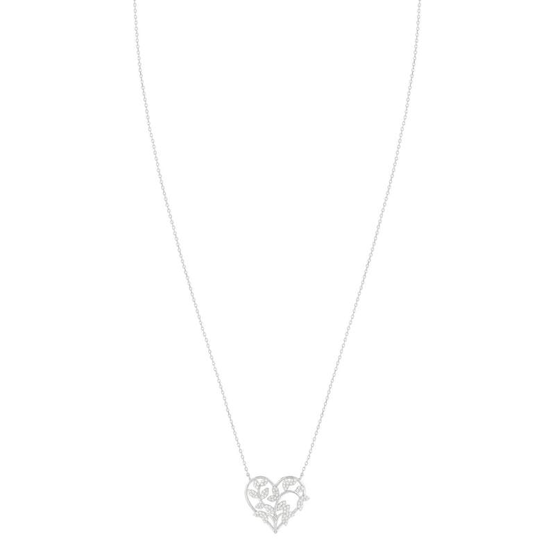 Zilveren ketting 925 hart bladeren zirkonia's 45 cm - afbeelding 3