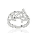 Bague argent 925 feuillage zirconias - vue 1