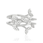 Bague argent 925 feuillage zirconias - vue 3