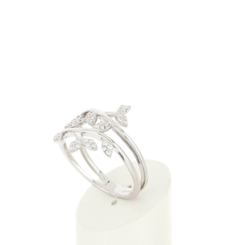 Bague argent 925 feuillage zirconias - vue 4