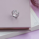 Bague argent 925 feuillage zirconias - vue D3