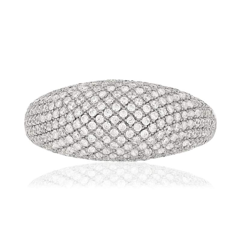 Bague argent 925 bombée zirconias - vue 3