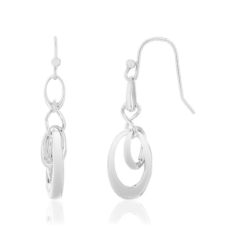 Boucles d'oreilles argent 925 pendants anneaux - vue 1