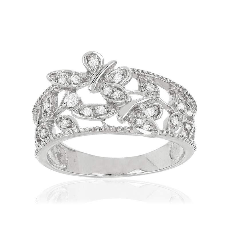 Bague argent 925 papillons et feuilles zicornias - vue 1