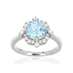 Bague argent 925 topaze bleue traitée et zirconias - vue 1