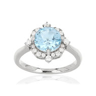 Bague MATY Argent 925 Topaze bleue traitée et zirc