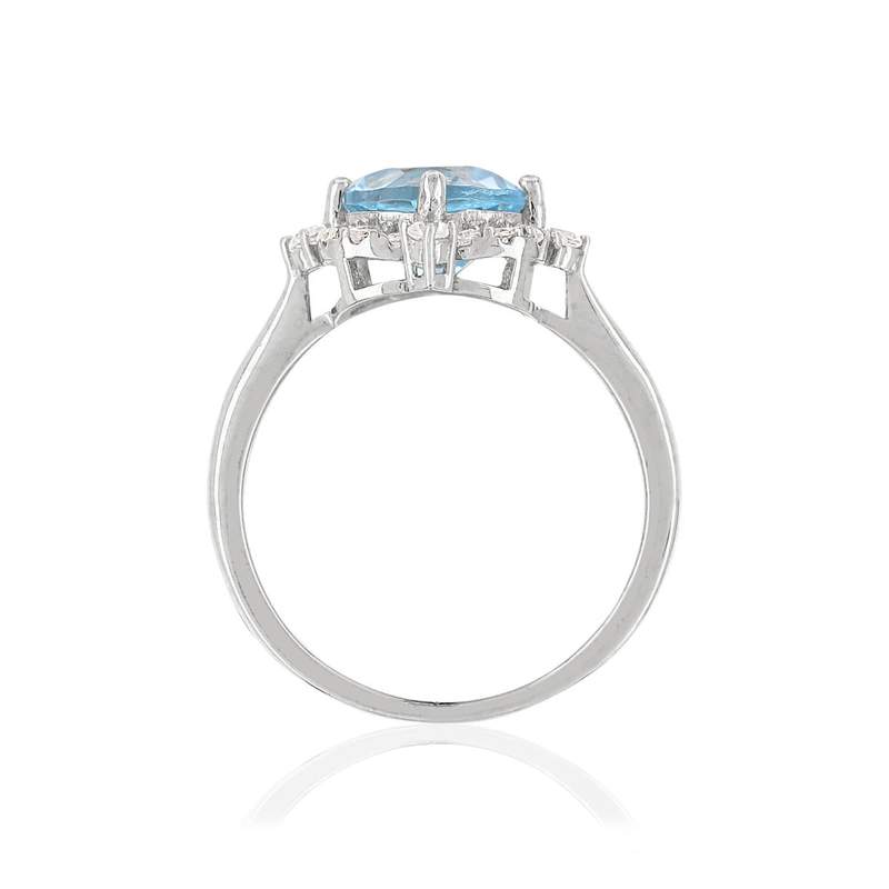 Bague argent 925 topaze bleue traitée et zirconias - vue 2