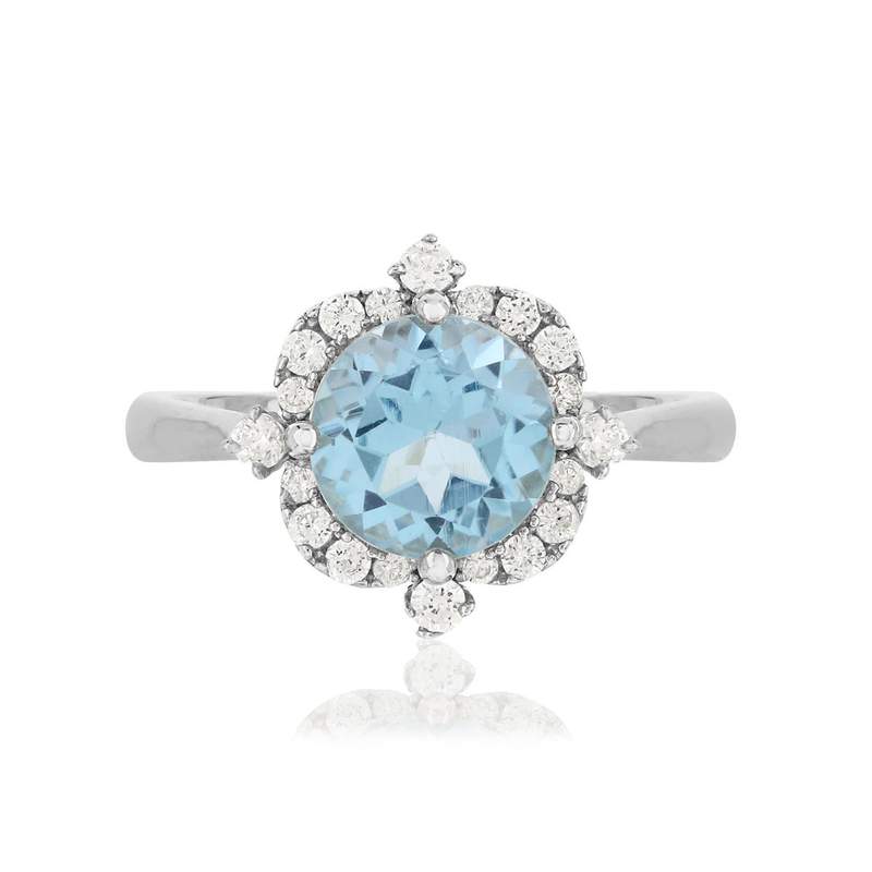 Bague argent 925 topaze bleue traitée et zirconias - vue 3