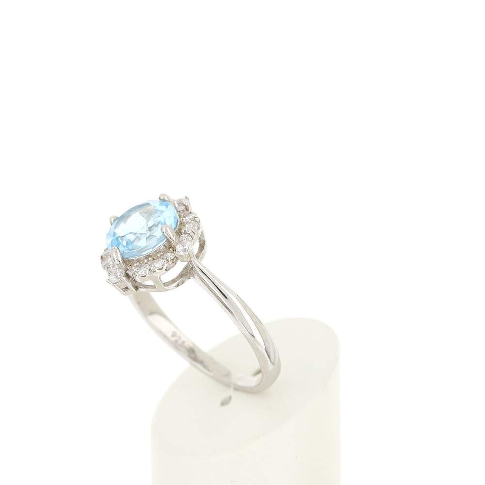 Bague argent 925 topaze bleue traitée et zirconias - vue 4