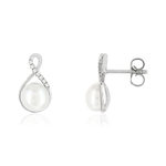 Boucles d'oreilles argent 925 perles de culture de Chine et zirconias - vue 1