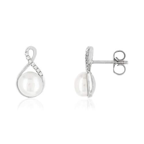 Boucles d'oreilles argent 925 perles de culture de Chine et zirconias