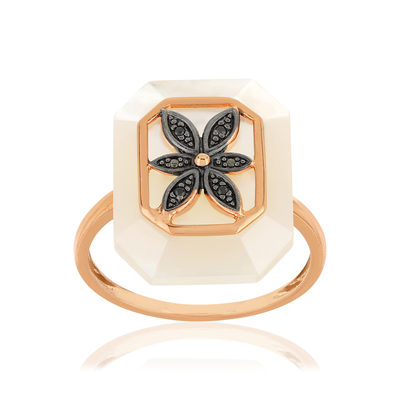 Bague MATY Or 375 rose Diamants noirs traités Nacre - vue 1