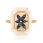 Bague MATY Or 375 rose Diamants noirs traités Nacre - vue 3
