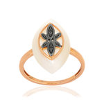 Bague MATY Or 375 rose Diamants noirs traités Nacre - vue 1