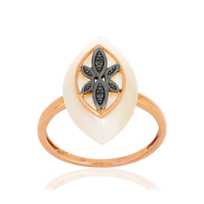 Bague MATY Or 375 rose Diamants noirs traités Nacre - vue 1
