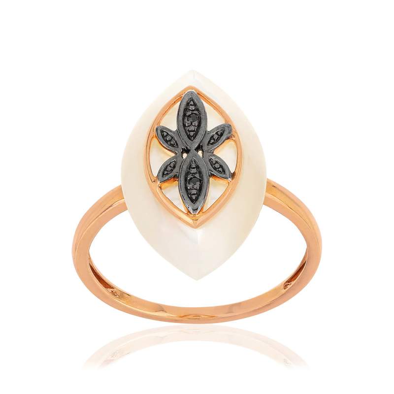 Bague MATY Or 375 rose Diamants noirs traités Nacre - vue 1