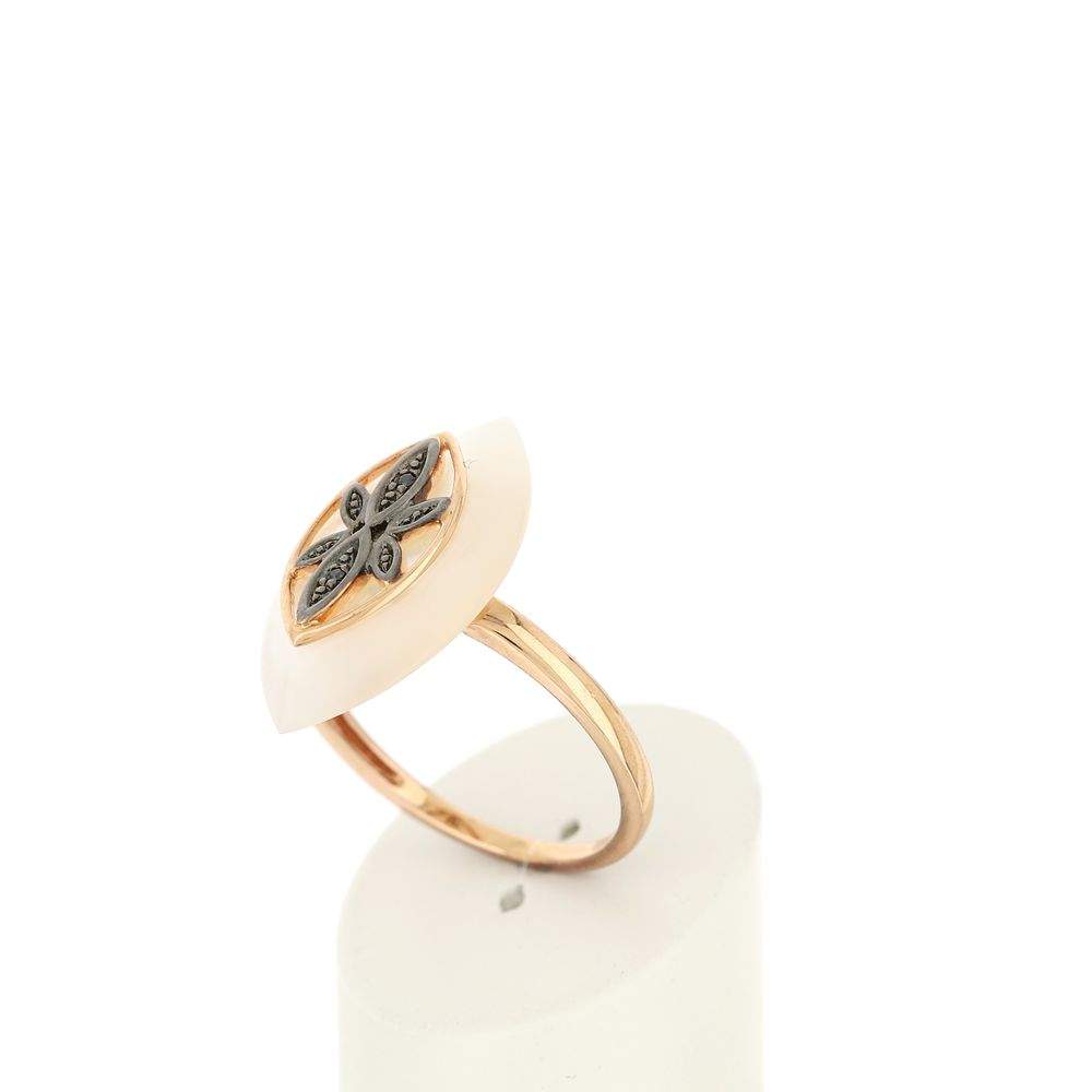 Bague MATY Or 375 rose Diamants noirs traités Nacre - vue 3