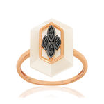 Bague MATY Or 375 rose Diamants noirs traités Nacre - vue 1