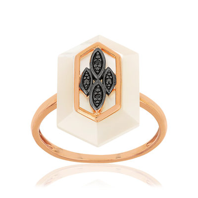Bague MATY Or 375 rose Diamants noirs traités Nacre