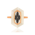 Bague MATY Or 375 rose Diamants noirs traités Nacre - vue 3