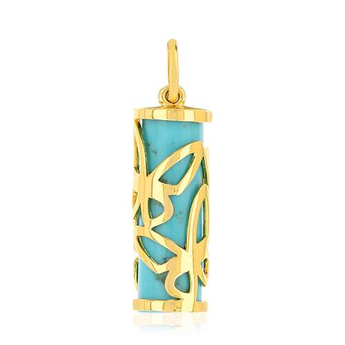 Pendentif or 375 jaune turquoise imitation