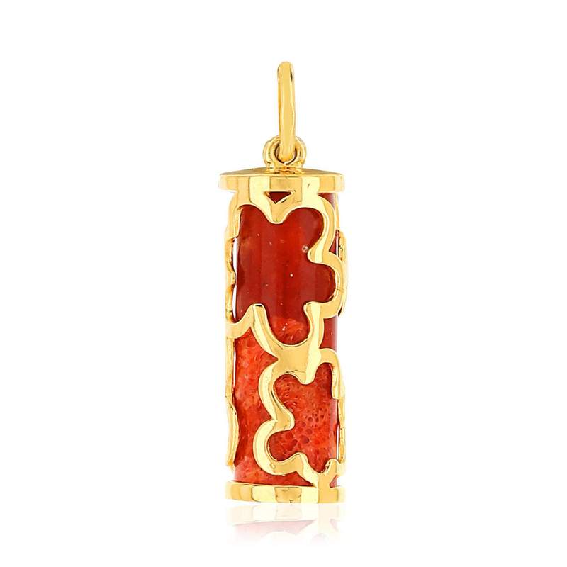 Pendentif MATY Or 375 jaune corail imitation - vue 1