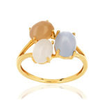 Bague or 375 jaune ajourée pierres de lune - vue 1