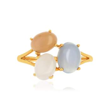 Yellow 375 gold openwork moonstone ring