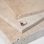 Bague or 375 2 tons améthyste taille poire et diamants - vue D2