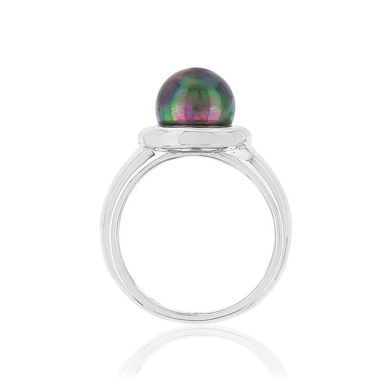 Bague argent 925 perle de culture de Tahiti - vue 2
