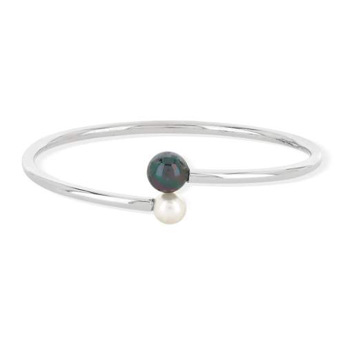 Bracelet jonc argent 925 perle de culture de Tahiti et de Chine