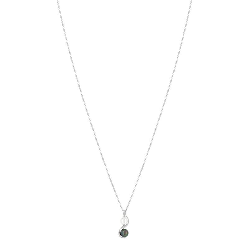 Collier argent 925 perles de culture de Tahiti et de Chine 45 cm - vue 1